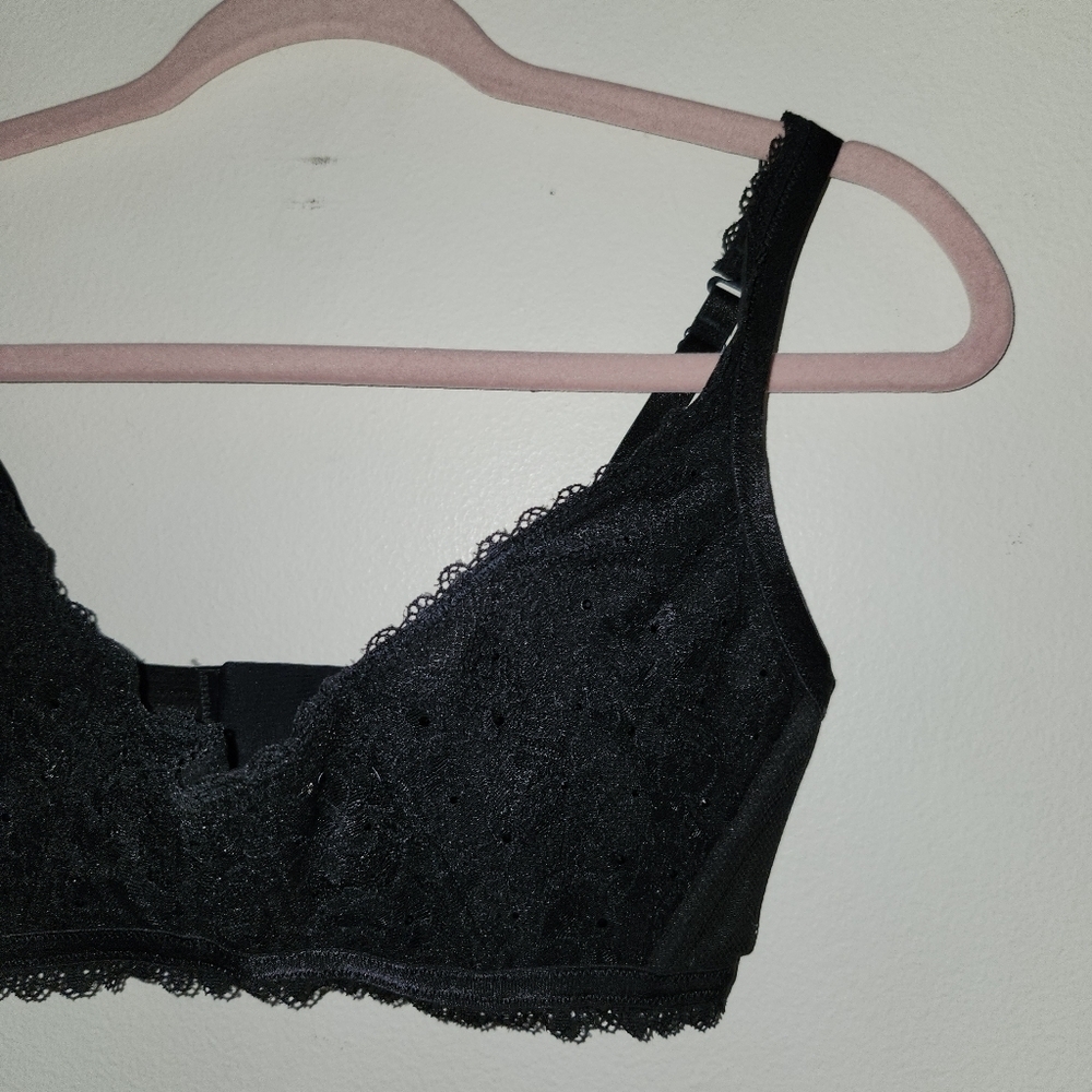 Victoria Secret Very Sexy No Wire Bustier Black Rhinestone Pushup Bra - Picture 2 of 7